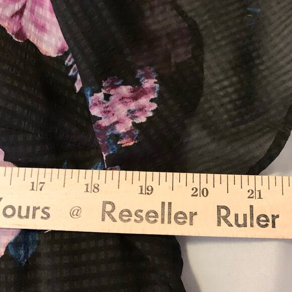 Rachel Roy Natalie Flutter Top 0X Sheer with Cami Black Blue Floral Relaxed Fit - Picture 10 of 13